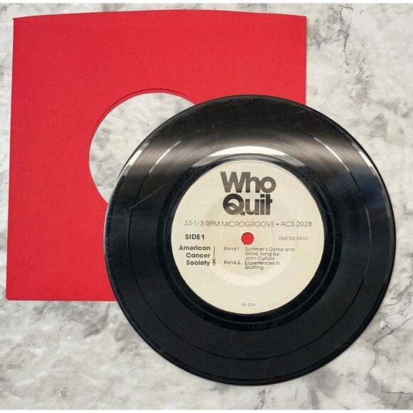 American Cancer Society Who Quit Compact 33 Record 1977  Novelty Microgroove - Picture 3 of 6